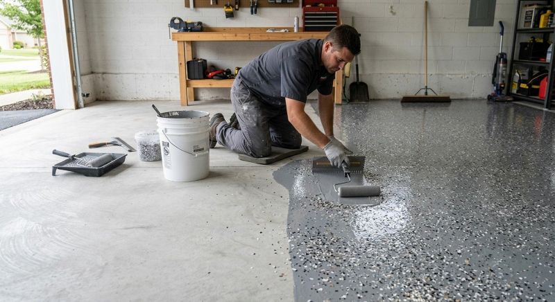 Speckled Garage Floor Painting in Charlotte, NC