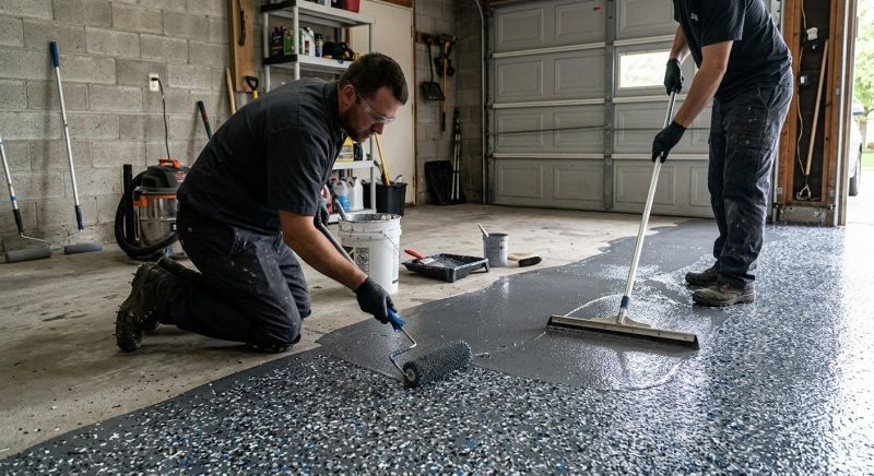Speckled Garage Floor Painting in Alexandria, VA